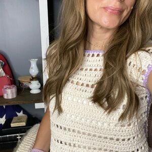 Handmade boho crochet Cream Crochet Blouse 100% cotton
